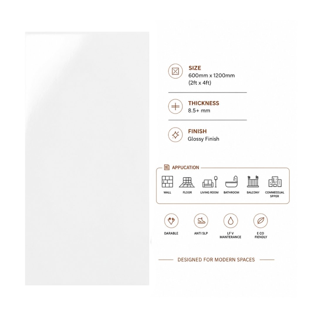 AL Super White Plain Pooja Room Tiles - My Home Studio